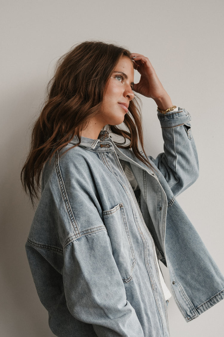 SNAP BUTTON DENIM SHACKET