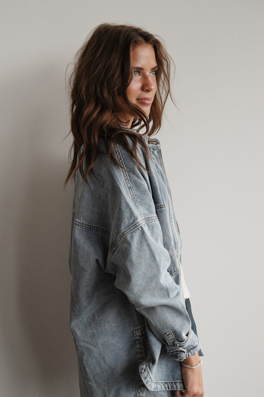 SNAP BUTTON DENIM SHACKET