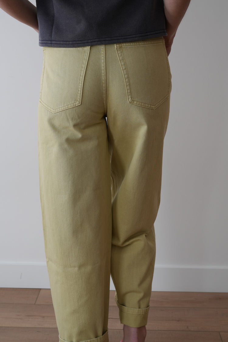 SUNWASHED OLIVE BARREL PANTS