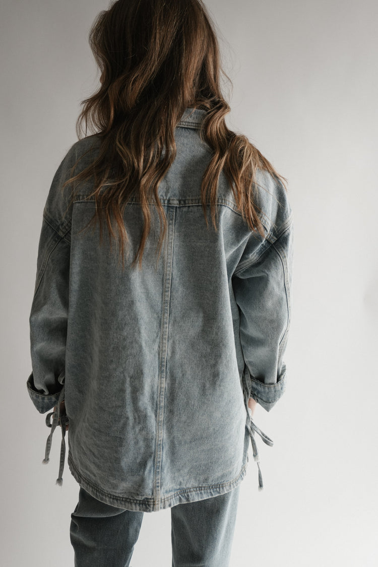 BOHO SIDE TIE OVERSIZED DENIM JACKET