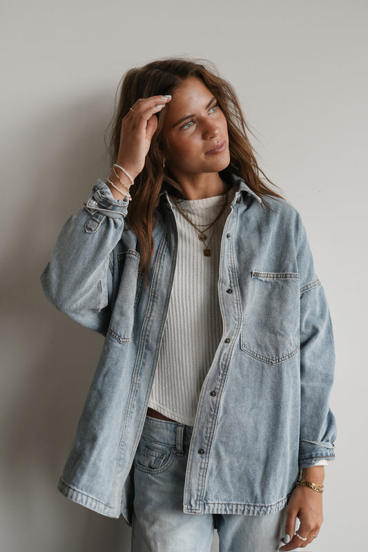 SNAP BUTTON DENIM SHACKET