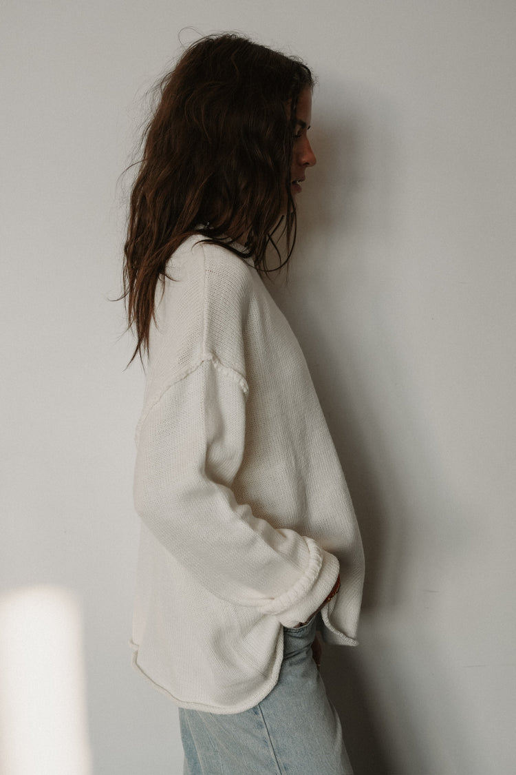 RELAXED BOYFRIEND CREW NECK SWEATER