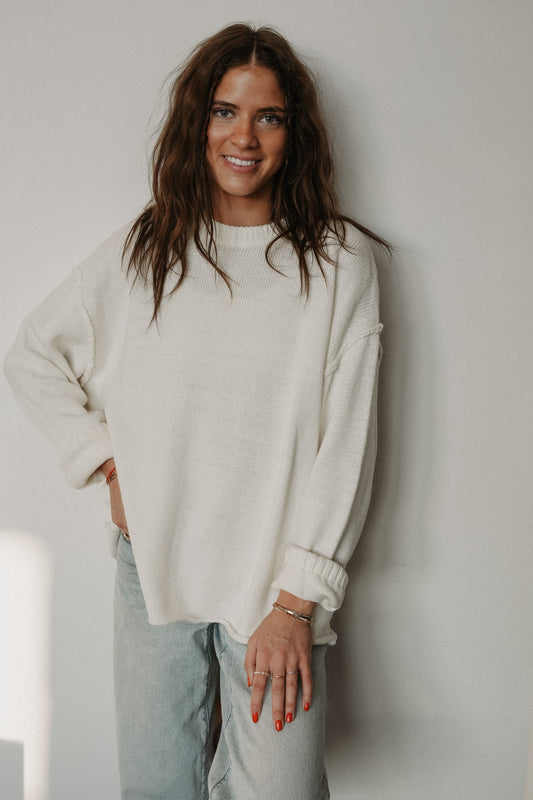 RELAXED BOYFRIEND CREW NECK SWEATER