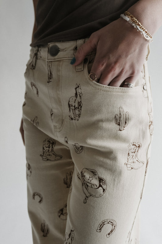 WESTERN BOHO DENIM PANTS