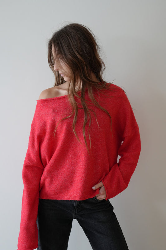 ROLLED NECK KNIT PULLOVER