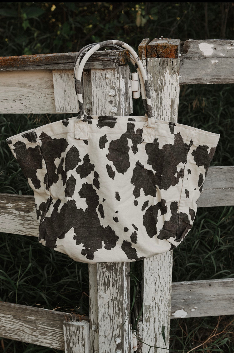 COW PRINT CANVAS TOTE BAG
